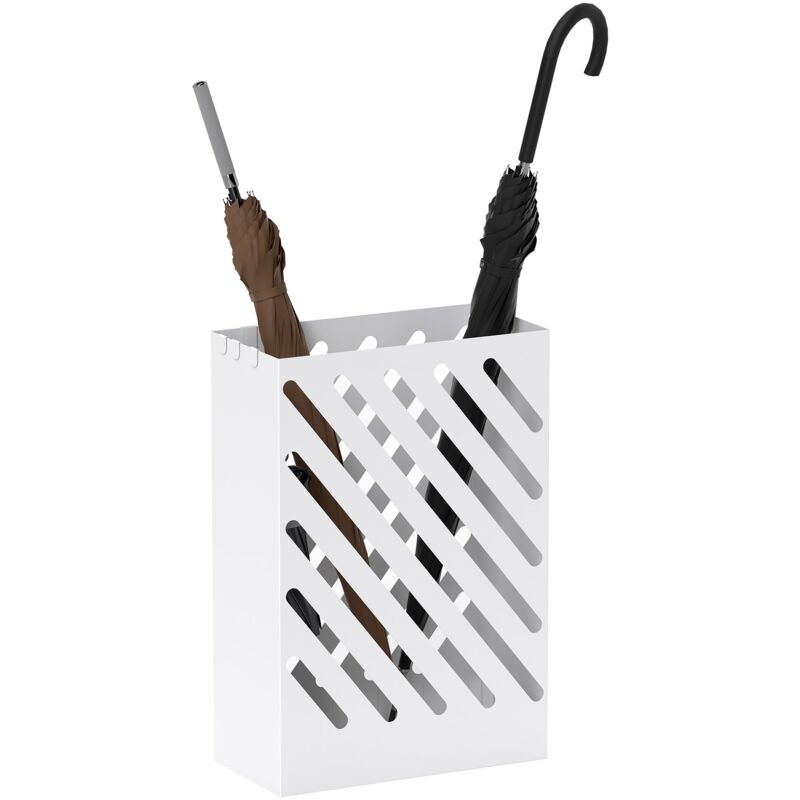 foto del prodotto giordanoshop portaombrelli di design 28x14x41 cm con vaschetta raccogli gocce e 4 ganci in metallo bianco