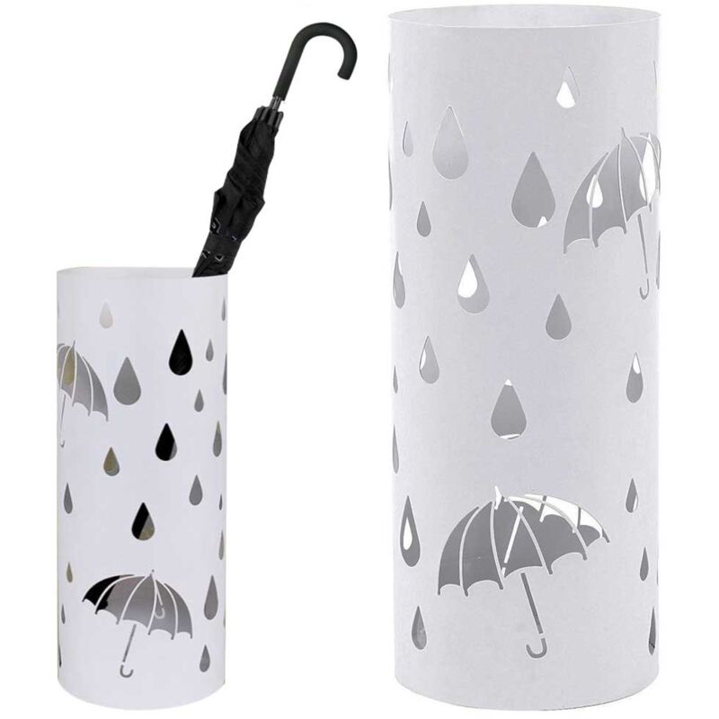 foto del prodotto giordanoshop portaombrelli in metallo design rotondo stand bianco vaschetta salvagoccia