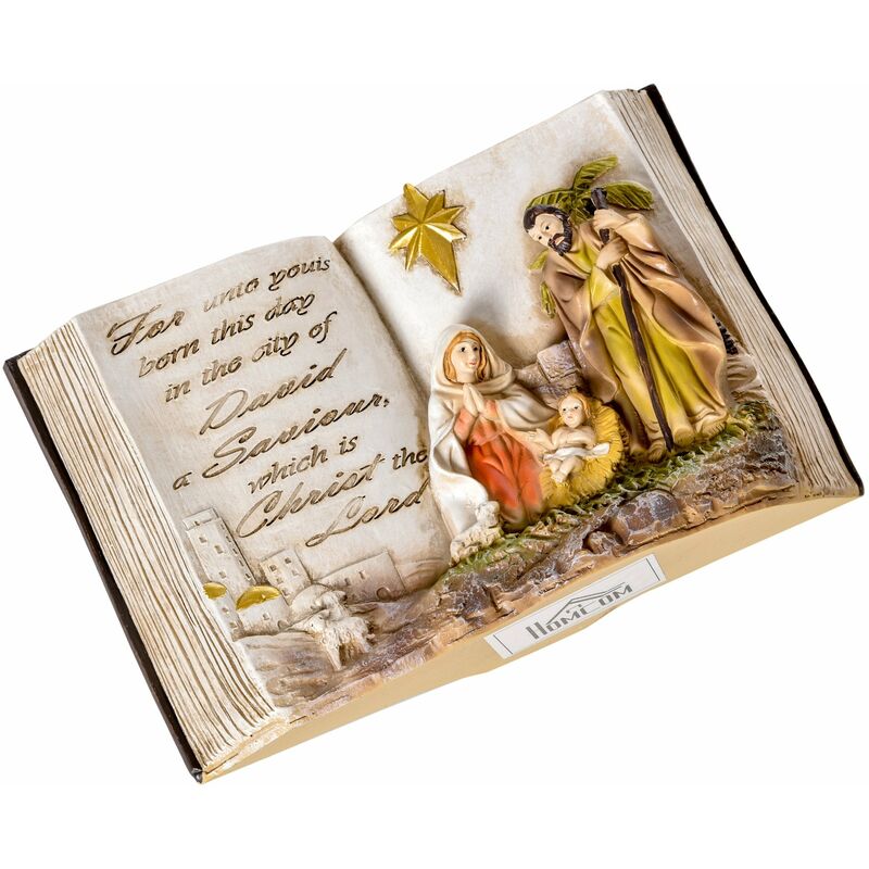 foto del prodotto giordanoshop presepe a forma di libro con statuine 3d e incisione in resina