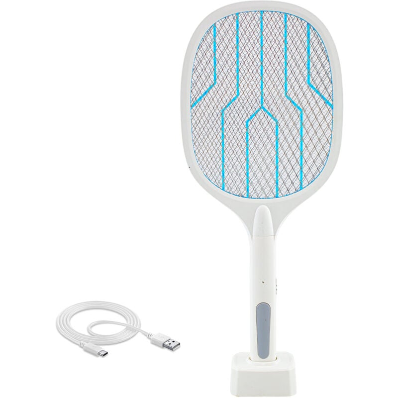 foto del prodotto giordanoshop racchetta fulmina insetti elettrica ricaricabile usb uv luce antizanzare