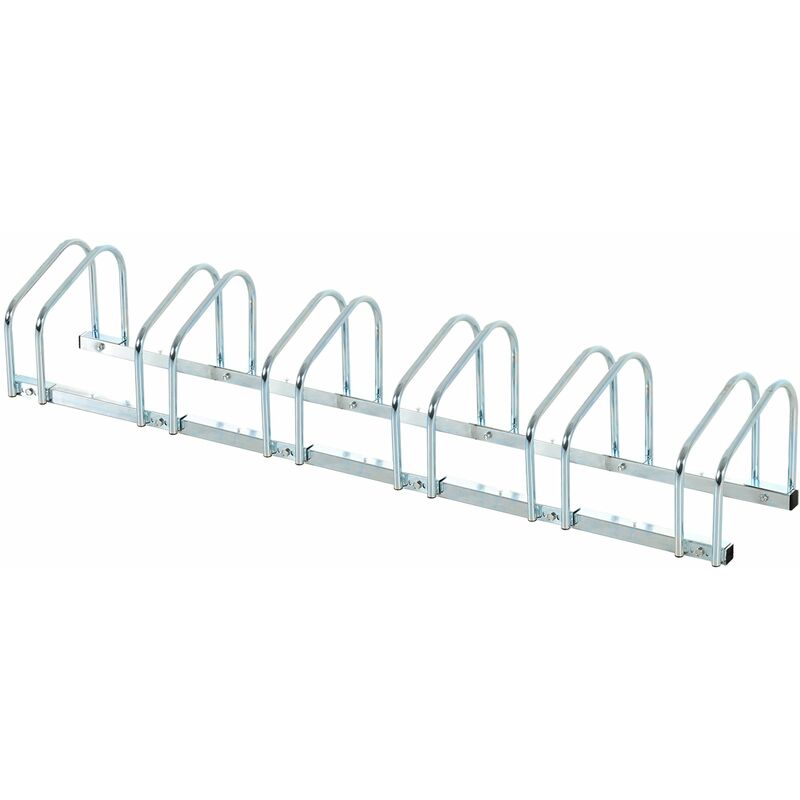 foto del prodotto giordanoshop rastrelliera porta biciclette 6 posti 179x33x27 cm in acciaio argento