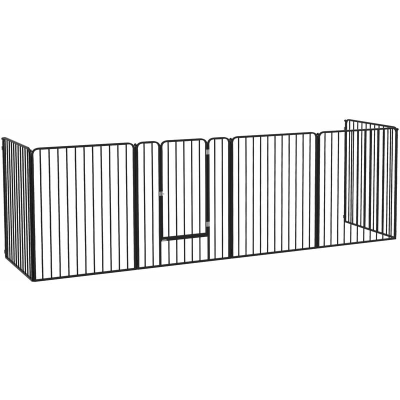 foto del prodotto giordanoshop - recinto per cani grandi a 6 pannelli modulabili 164x83x100 cm in acciaio nero