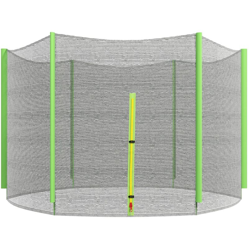 foto del prodotto giordanoshop rete di protezione per trampolini a 6 pali con ingresso con cerniera 305x180 cm in pe nero e verde