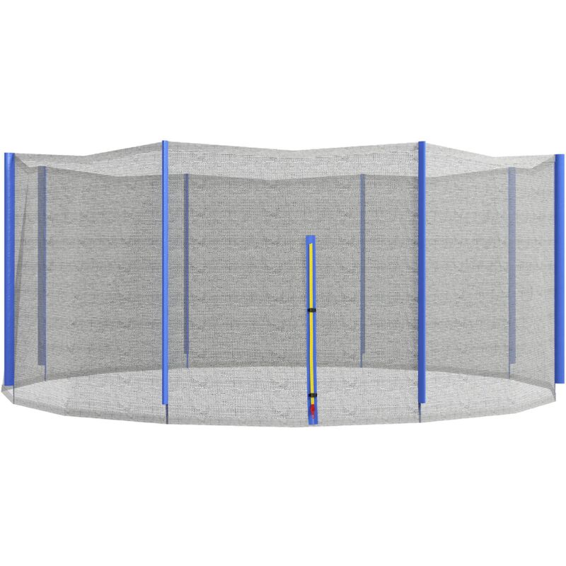 foto del prodotto giordanoshop rete di protezione per trampolini a 8 pali con ingresso con cerniera 366x180 cm in pe nero e blu