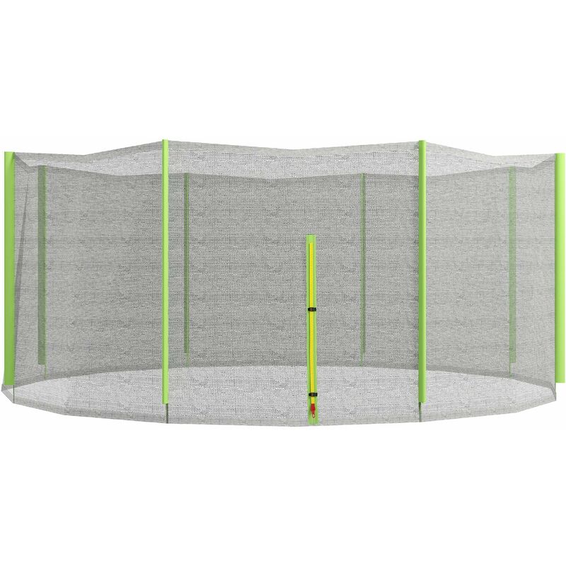 foto del prodotto giordanoshop rete di protezione per trampolini a 8 pali con ingresso con cerniera 366x180 cm in pe nero e verde