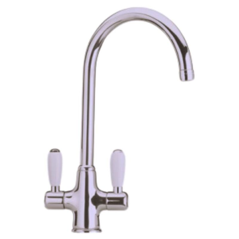 foto del prodotto giordanoshop rubinetto cucina miscelatore doppio comando lavello canna tonda in ottone paini satinato
