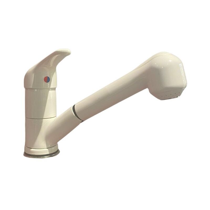 foto del prodotto giordanoshop rubinetto cucina miscelatore monocomando doccetta estraibile in ottone paini mixo bianco