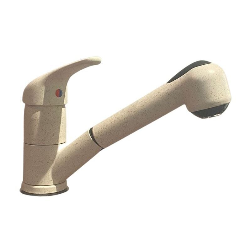 foto del prodotto giordanoshop rubinetto cucina miscelatore monocomando doccetta estraibile in ottone paini mixo granito beige