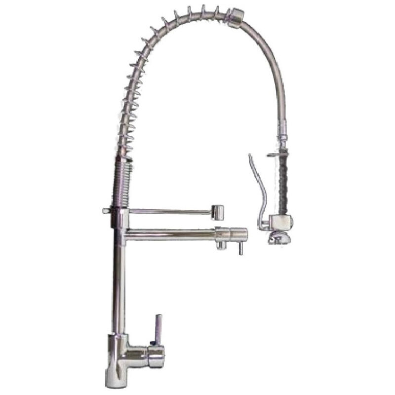 foto del prodotto giordanoshop - rubinetto cucina miscelatore monocomando lavello con molla girevole in ottone grand chef cromato