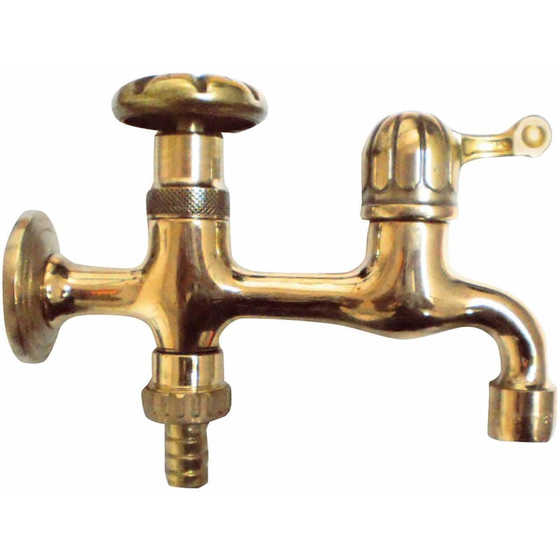 foto del prodotto giordanoshop rubinetto doppio per fontana da giardino in ottone morelli double