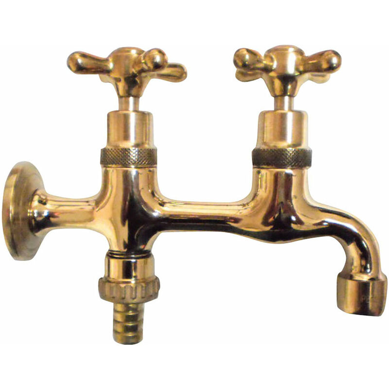 foto del prodotto giordanoshop rubinetto doppio per fontana da giardino in ottone morelli tandem