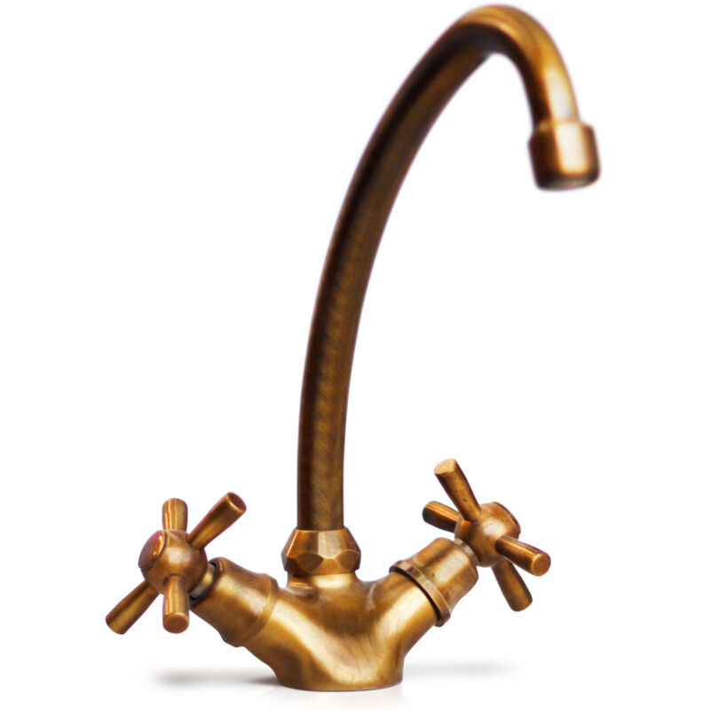 foto del prodotto giordanoshop rubinetto per lavello da giardino a collo d oca in ottone bronzato