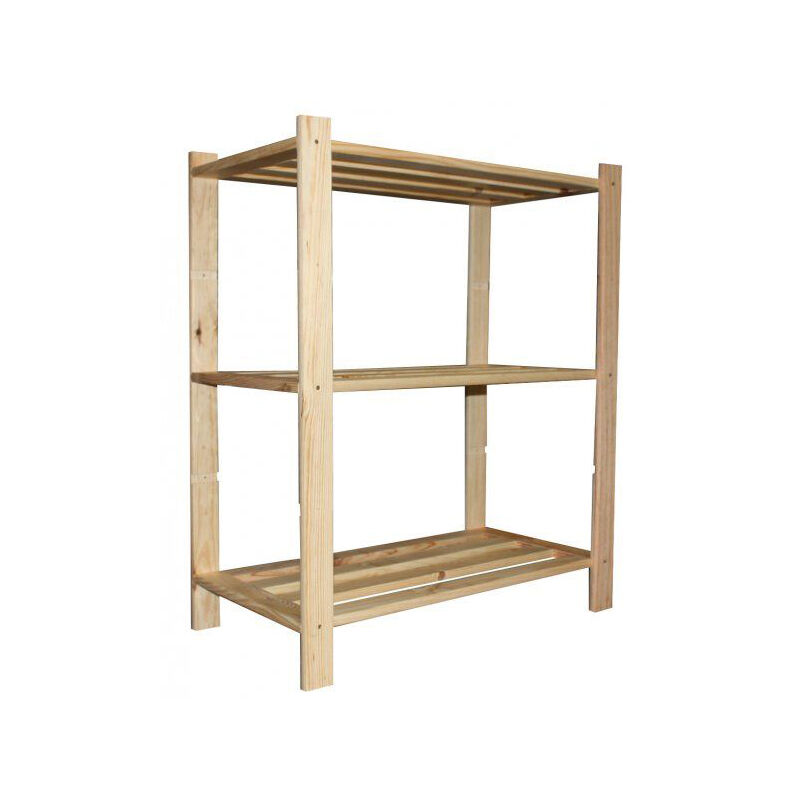 foto del prodotto giordanoshop scaffale 3 ripiani a doghe 70x30x94 cm in legno di pino naturale