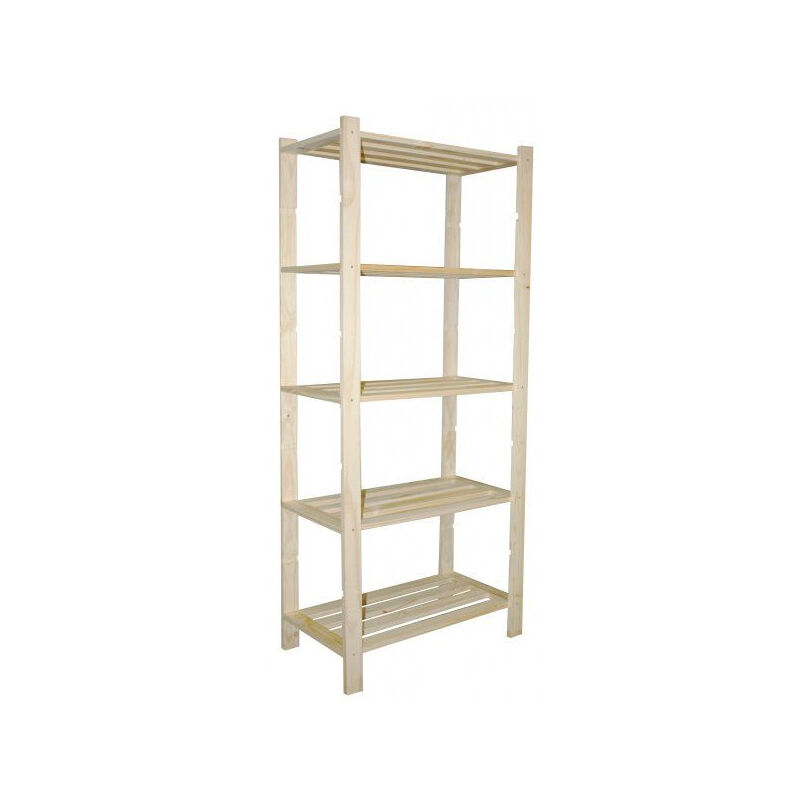 foto del prodotto giordanoshop scaffale 5 ripiani a doghe 70x30x170 cm in legno di pino naturale