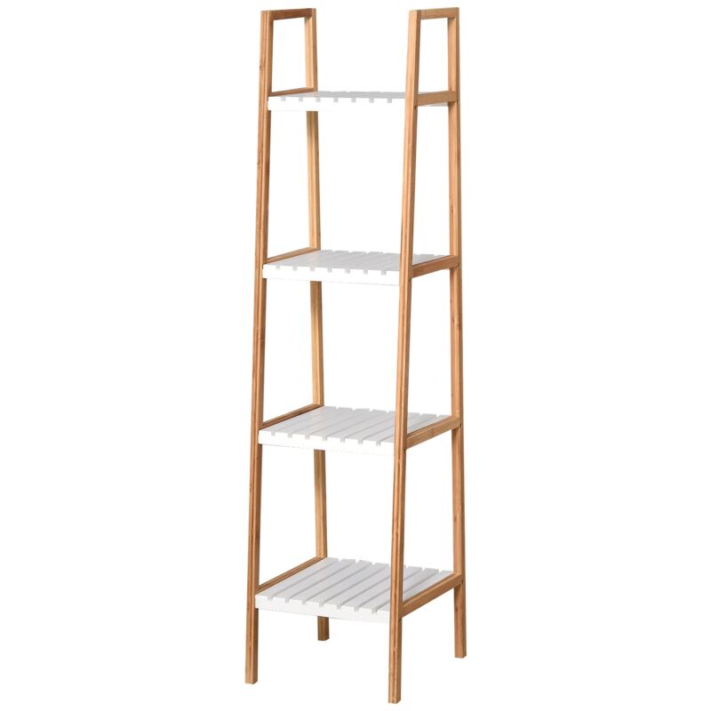 foto del prodotto giordanoshop scaffale bagno 4 ripiani autoportante 35x36x138,5 cm in legno bianco