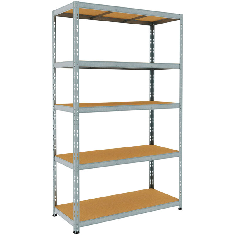 foto del prodotto giordanoshop scaffale in metallo ad incastro 5 ripiani in legno 120x50xh200 cm pokerino zincato