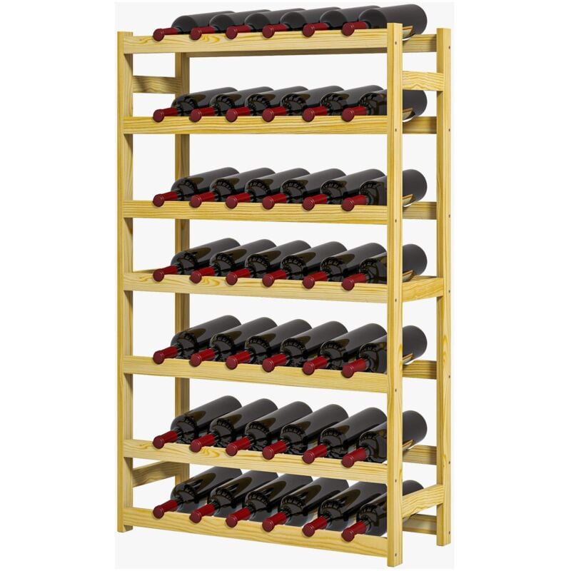 foto del prodotto giordanoshop scaffale portabottiglie a 7 livelli per 42 bottiglie di vino 63x25x102 cm legno di pino naturale