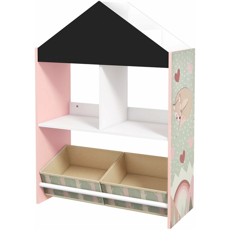 foto del prodotto giordanoshop scaffale portagiochi per bambini 62,4x26,5x90 cm con ripiani e cassetti rimovibili rosa