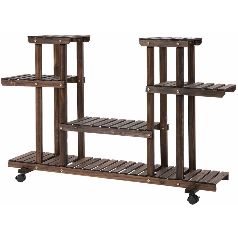 foto del prodotto giordanoshop scaffale portavasi 4 livelli 123,5x33x80 cm in legno carbonizzato