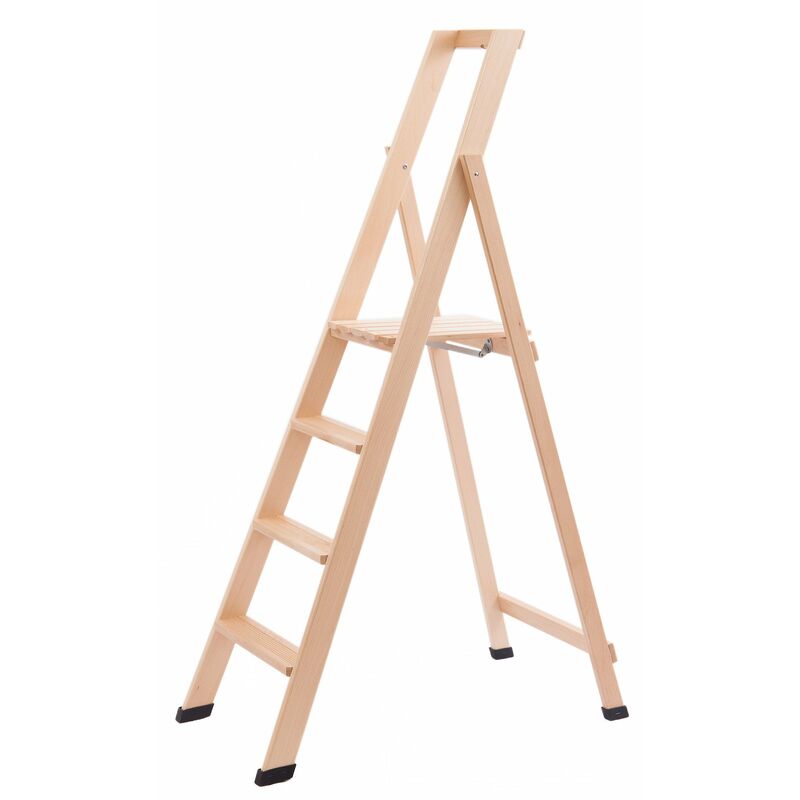foto del prodotto giordanoshop scala pieghevole in legno 4 gradini h88 cm naturale