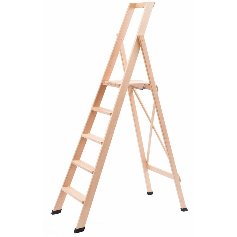 immagine 0 del prodotto giordanoshop scala pieghevole in legno 5 gradini h100 cm naturale