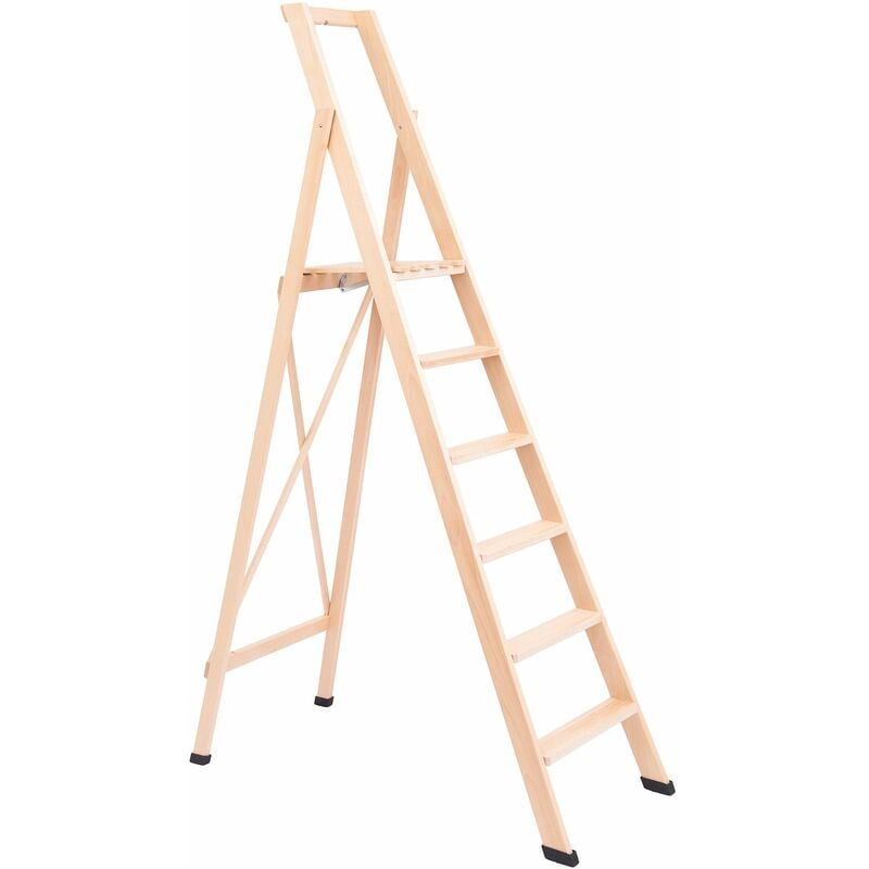 foto del prodotto giordanoshop scala pieghevole in legno 6 gradini h130 cm naturale
