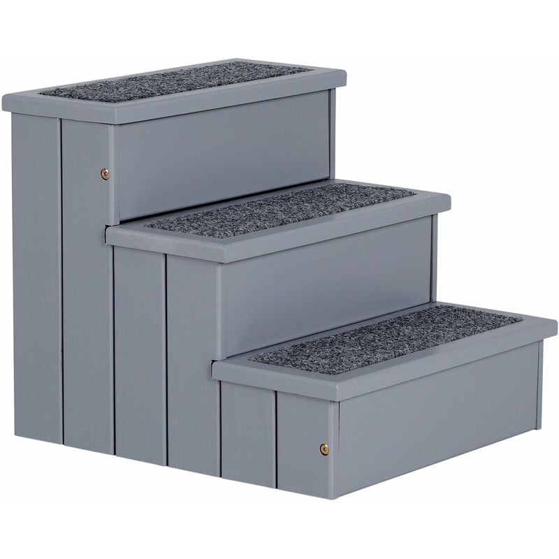 foto del prodotto giordanoshop scaletta per cani 3 gradini 40,5x44,5x38 cm in in legno di pino grigio