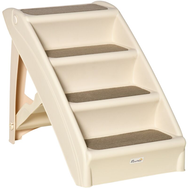 foto del prodotto giordanoshop scaletta per cani e gatti pieghevole 4 gradini antiscivolo 62x38x49,5 cm in pp beige