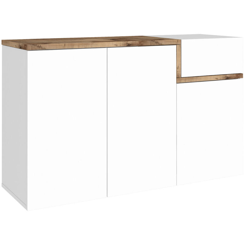 foto del prodotto giordanoshop scarpiera 3 ante battenti 1 antina a ribalta 120x40x80,1 cm zet bianco lucido e acero pereira