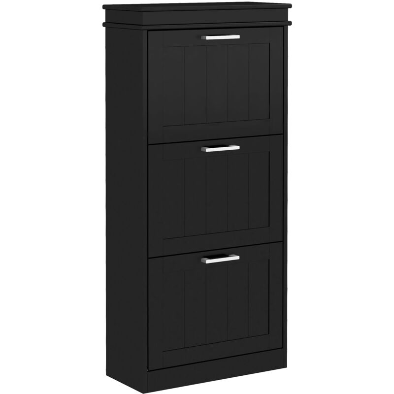 foto del prodotto giordanoshop scarpiera 3 cassetti ribaltabili e regolabili 15 paia di scarpe 54x24x117,5 cm nero