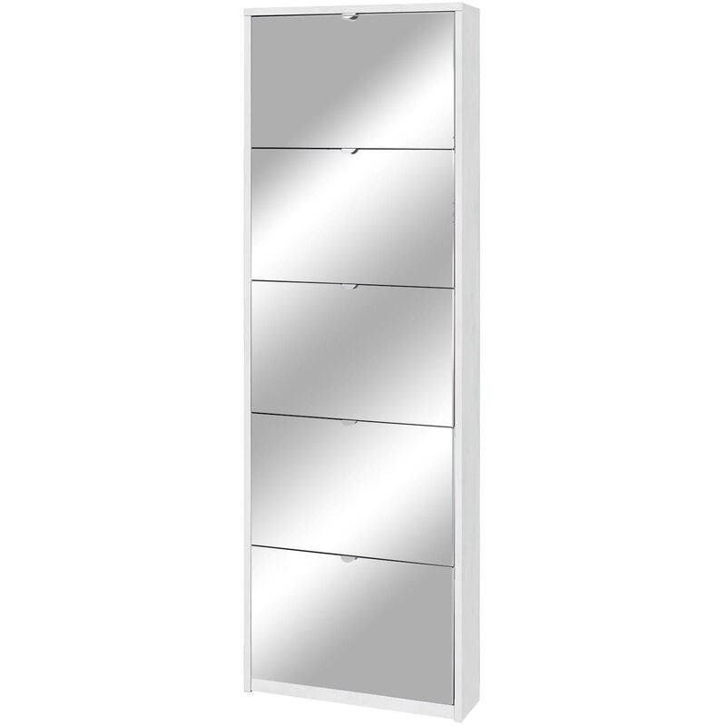 foto del prodotto giordanoshop scarpiera 5 ante con specchio 63x190x18 cm ossido bianco
