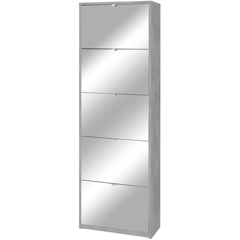 foto del prodotto giordanoshop scarpiera 5 ante con specchio 63x190x29 cm cemento