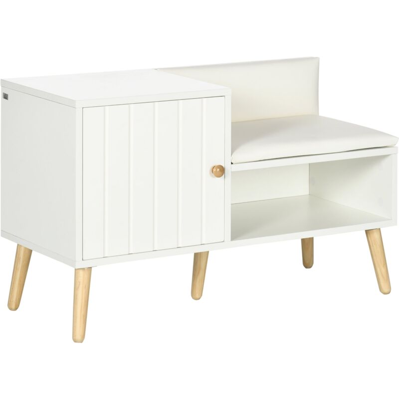 foto del prodotto giordanoshop scarpiera da ingresso con seduta imbottita e armadietto 80x33x49 cm bianco