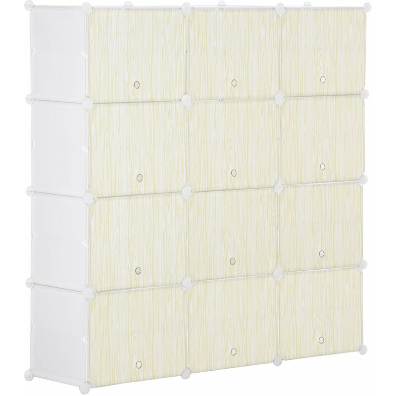 foto del prodotto giordanoshop scarpiera modulare 125x32x125 cm 12 cubi in plastica e acciaio bianco legno naturale