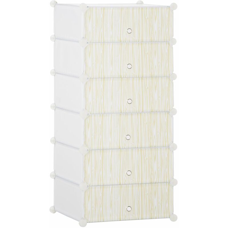 foto del prodotto giordanoshop scarpiera modulare 45x36,5x108 cm 6 cubi in plastica e acciaio bianco