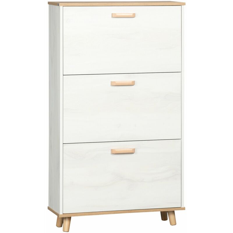foto del prodotto giordanoshop scarpiera salvaspazio 3 cassetti 2 ripiani 70x23,5x122 cm in truciolato bianco