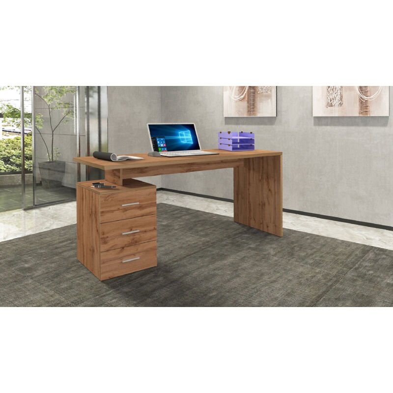 foto del prodotto giordanoshop scrivania 3 cassetti 160x60x75 cm new selina rovere wotan