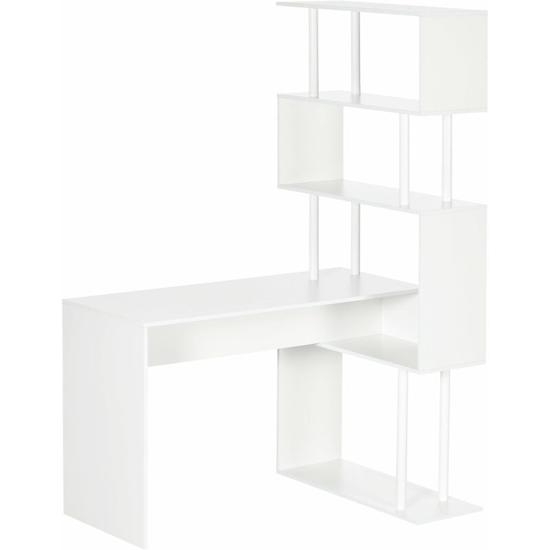 foto del prodotto giordanoshop scrivania angolare da ufficio 120x80x176 cm con libreria in truciolato bianco