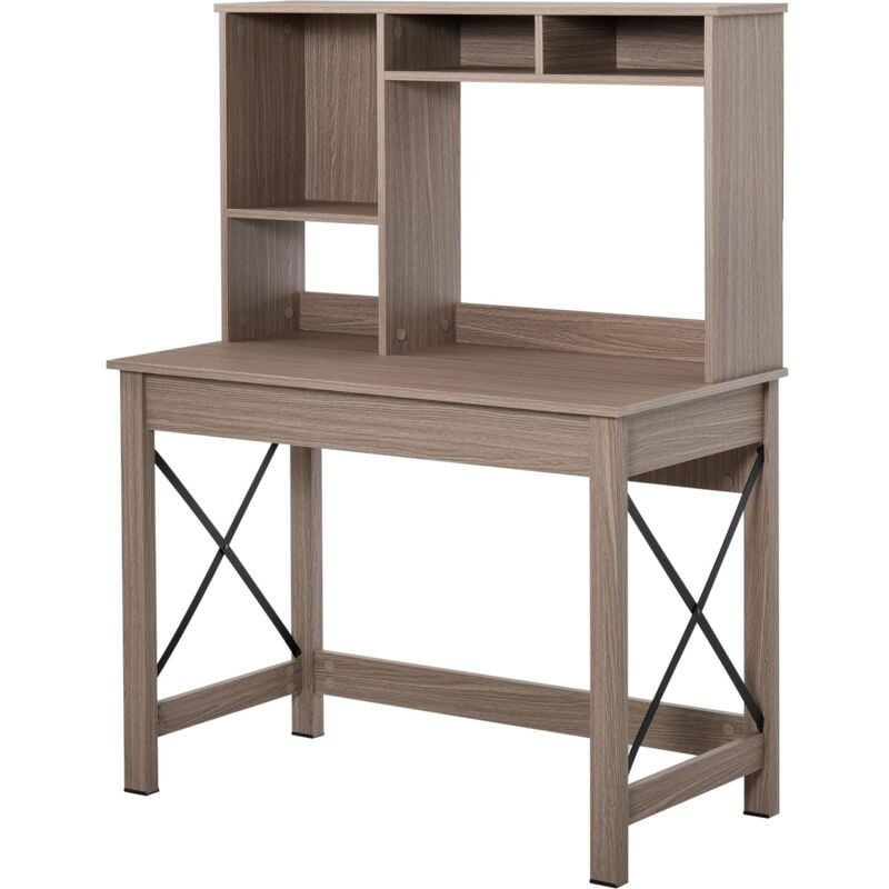 foto del prodotto giordanoshop scrivania da ufficio porta pc 105x50x137,5 cm con libreria in legno truciolare marrone