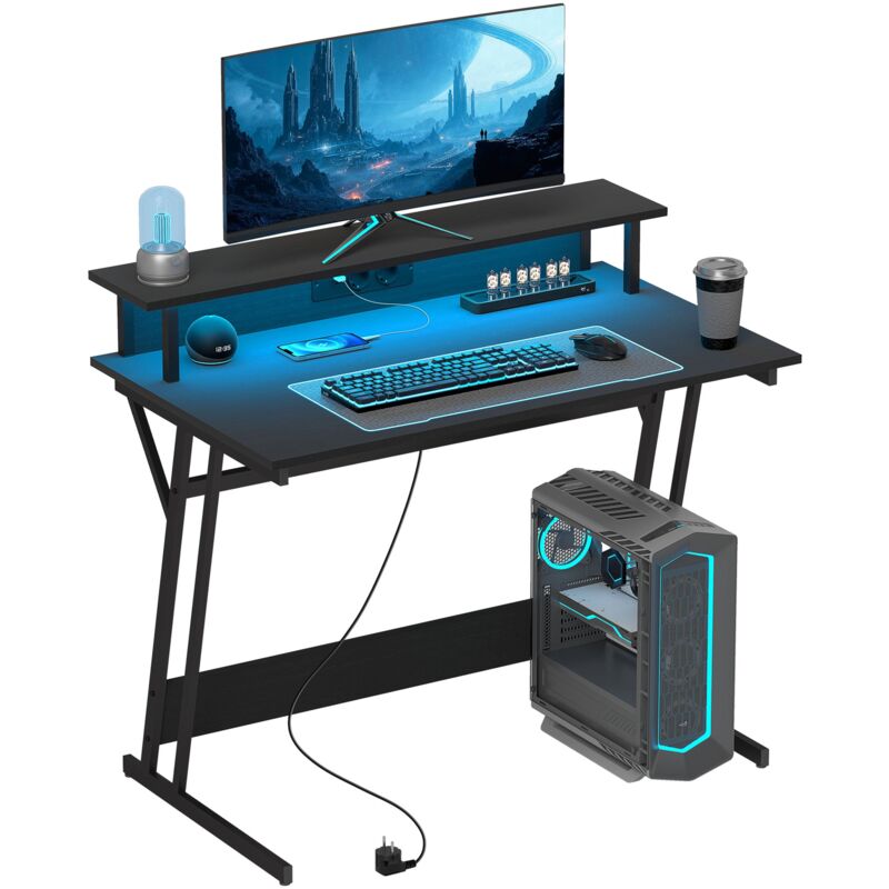 foto del prodotto giordanoshop scrivania gaming con luci led e supporto per monitor 100x60x88.5 cm nero