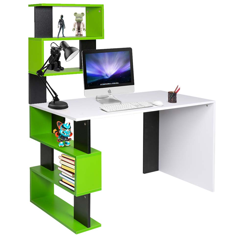 foto del prodotto giordanoshop scrivania libreria 7 ripiani tavolo porta pc computer legno casa ufficio verde
