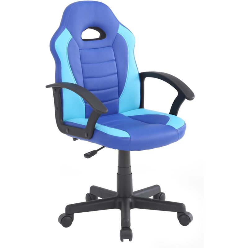 foto del prodotto giordanoshop sedia da gaming ergonomica per bambini 55x56x99,5 cm in similpelle blu e azzurra