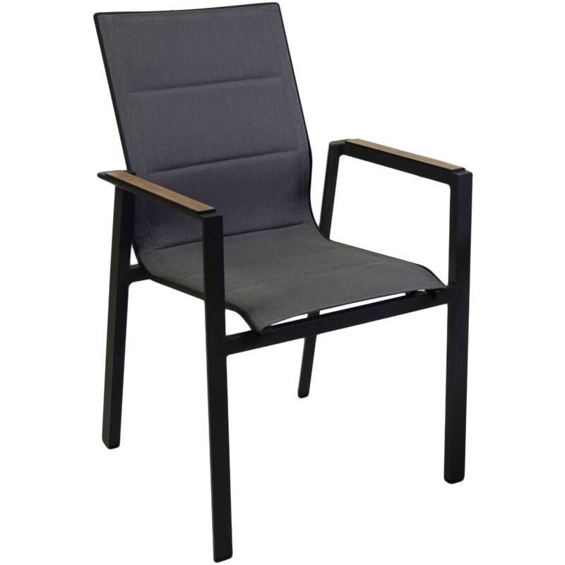 foto del prodotto giordanoshop sedia da giardino 56x66xh90 cm in alluminio e texilene riverside antracite
