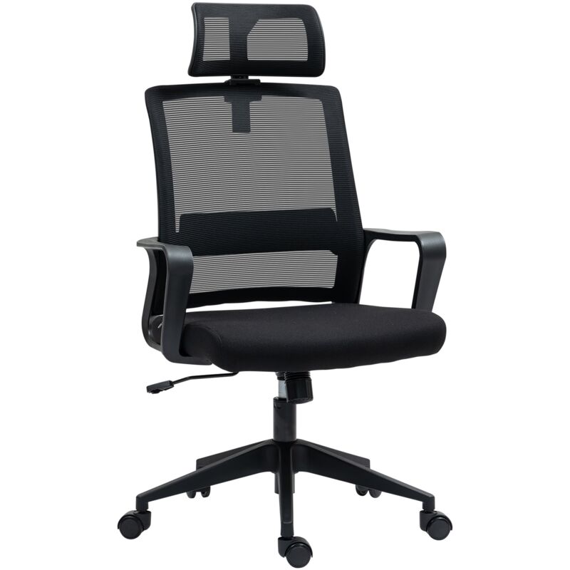 foto del prodotto giordanoshop sedia da ufficio ergonomica 60x64px102 112h cm con poggiatesta e altezza regolabili nero