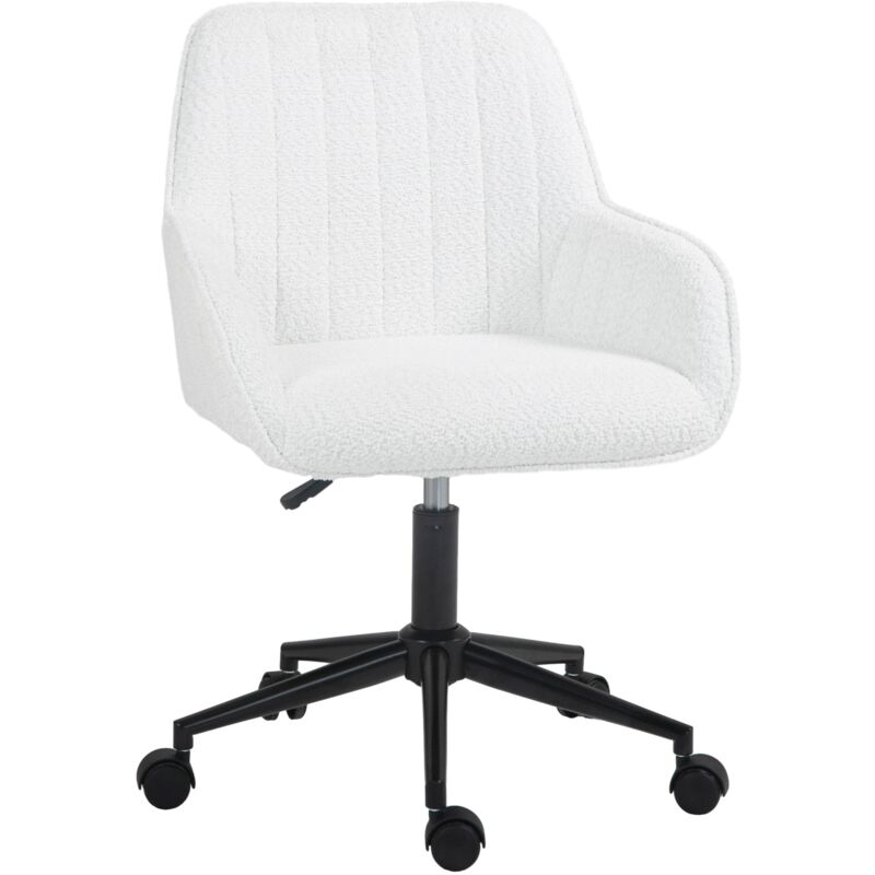 foto del prodotto giordanoshop sedia da ufficio in tessuto con altezza regolabile seduta girevole e ruote bianco