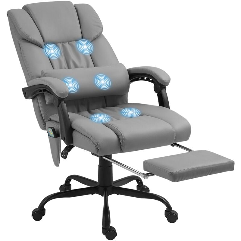 foto del prodotto giordanoshop - sedia operativa da ufficio massaggiante e reclinabile 66x75x112-122 cm grigio
