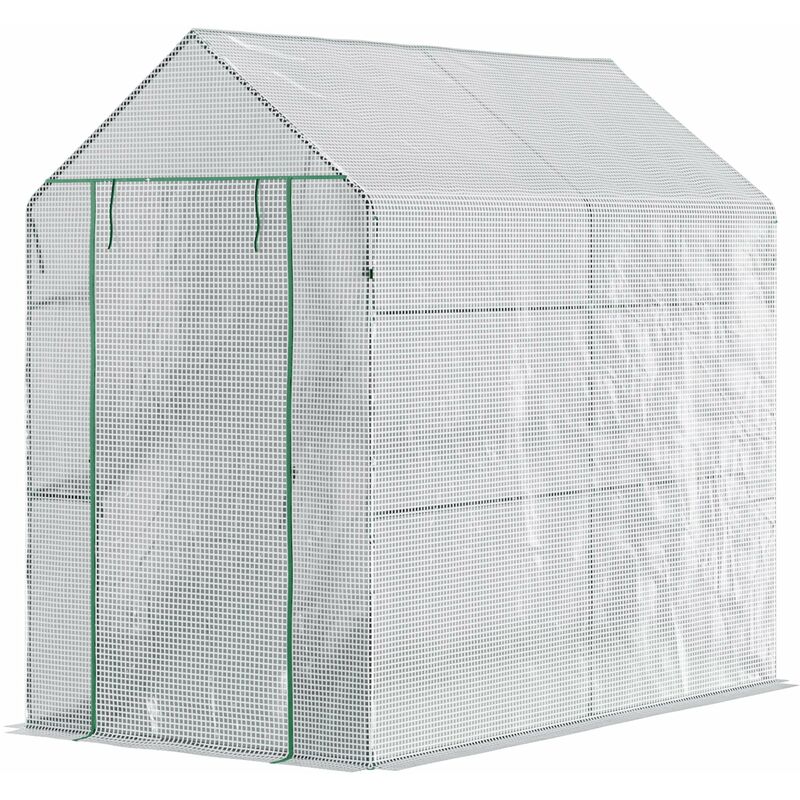 foto del prodotto giordanoshop serra a casetta 186x120x190 cm con porta a cerniera rivestimento in pe bianco