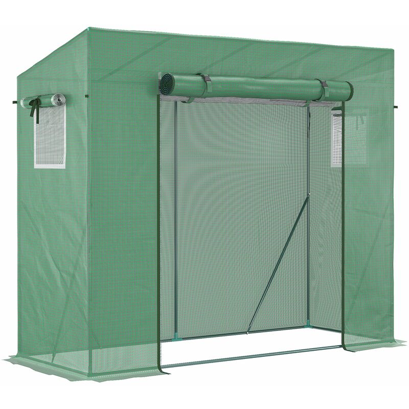 foto del prodotto giordanoshop serra da giardino 200x77x148 169 cm 2 finestre e copertura rinforzata in acciaio e pe verde
