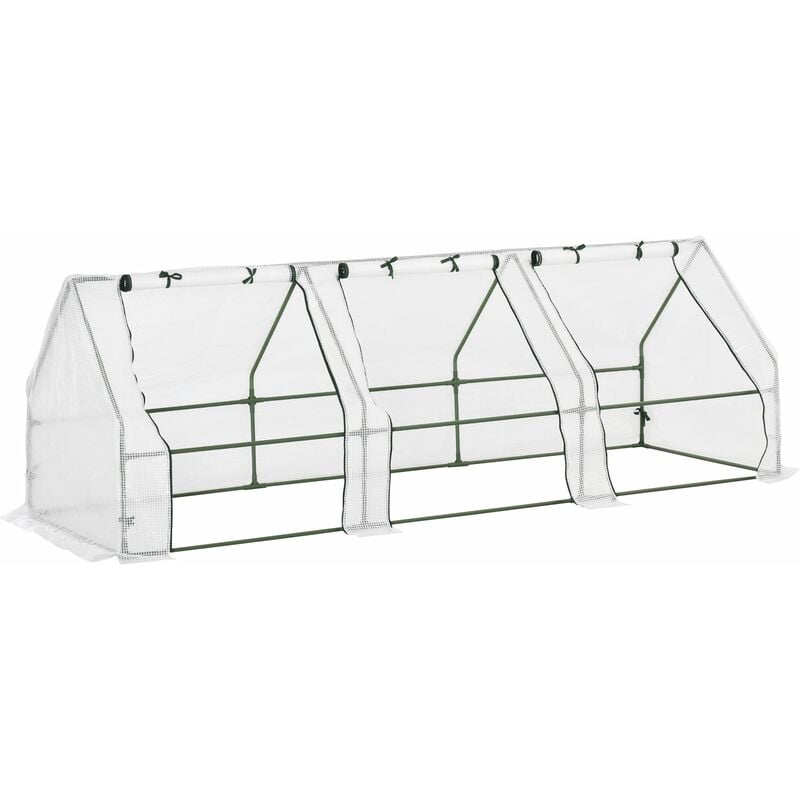 foto del prodotto giordanoshop serra da giardino a tunnel con porte a cerniera 270x90x90 cm in polietilene bianco