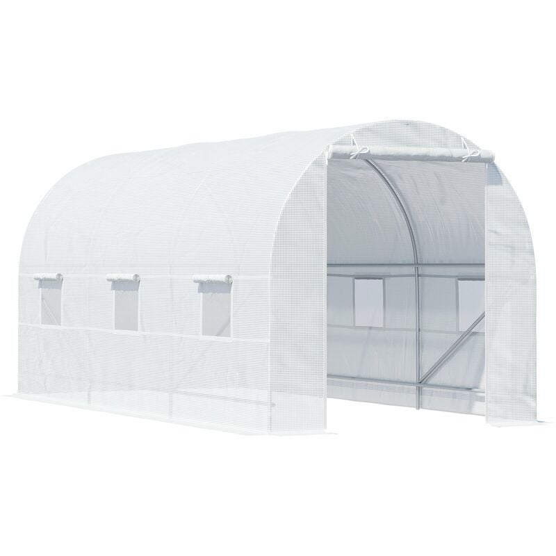 foto del prodotto giordanoshop serra da giardino a tunnel per piante in pe con tubi in ferro bianco 450x200x200 cm